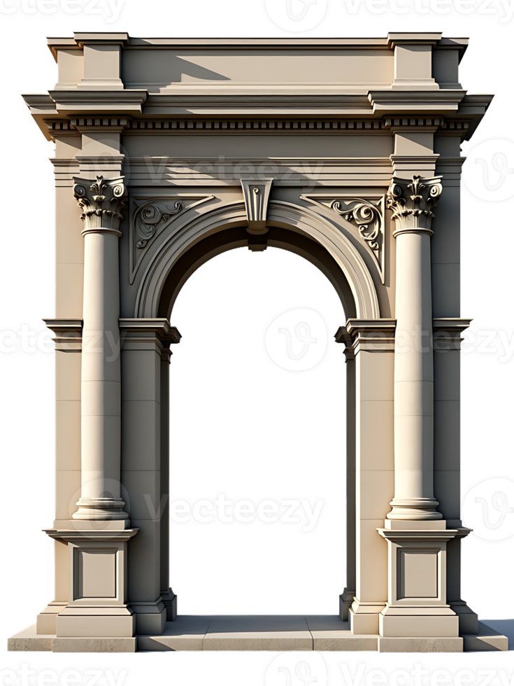 Elegant classic column arch, beautifully cut out and isolated for versatile applications in design. png