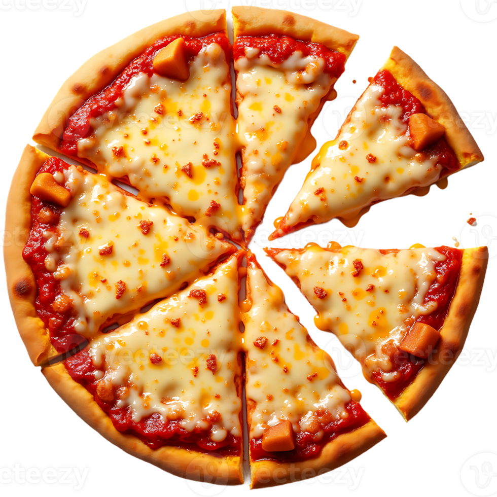Cheesy Italian pizza isolated on transparent background png