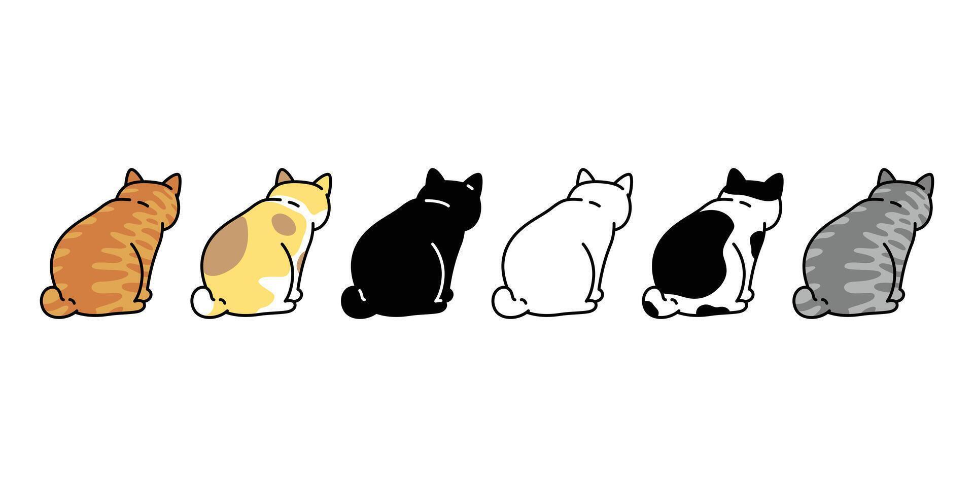 cat kitten calico neko sitting icon pet cartoon character colorful munchkin illustration symbol clip art isolated vector