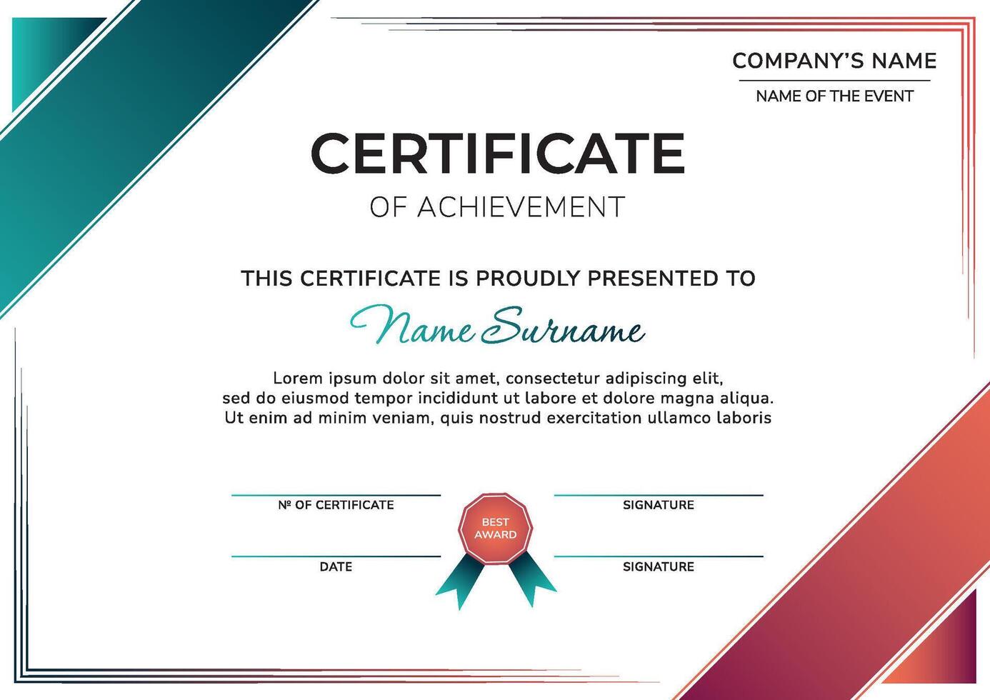 Certificates of achievement template. Horizontal Diploma For award, business, and education needs with modern geometrical design vector