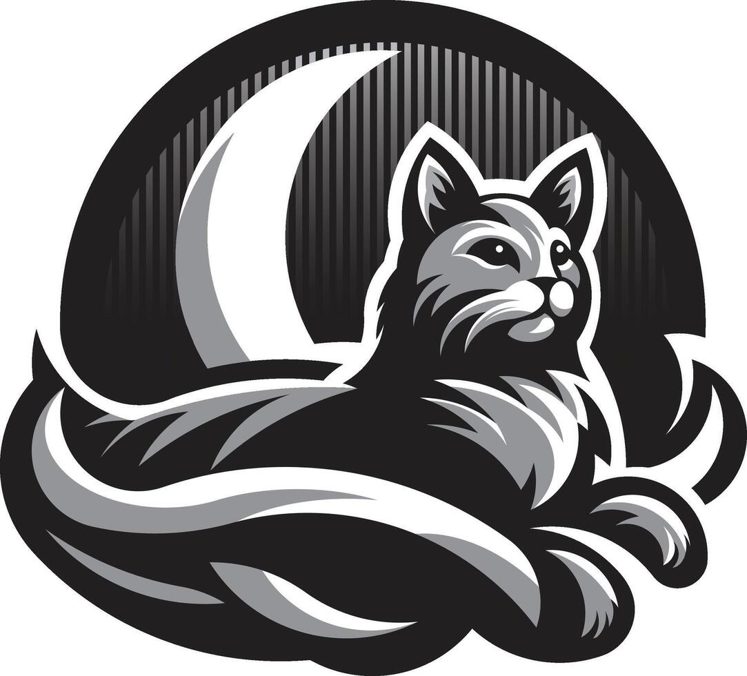 Sitting Cat Logo Black and White Color vector