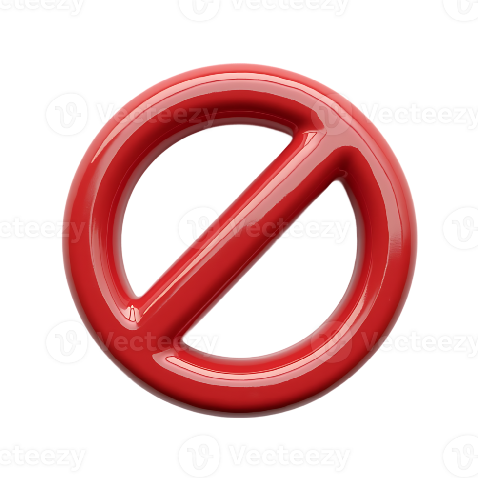 3D red prohibition sign isolated on a transparent background, perfect for graphic design projects. png