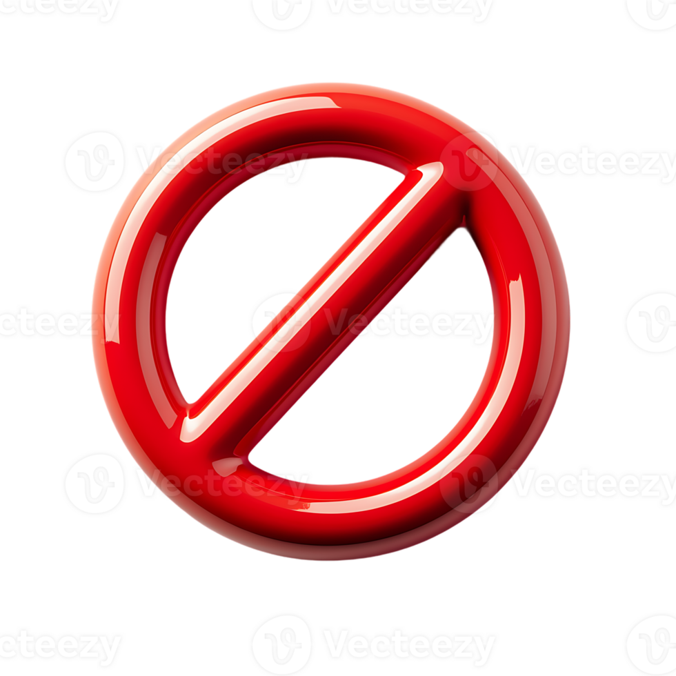Isolated 3D red no entry sign on a transparent background, suitable for apps and signage. png