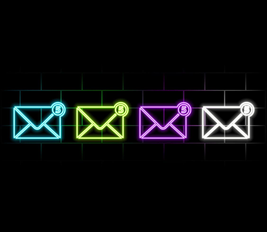 Email social media icon in pink neon style. vector
