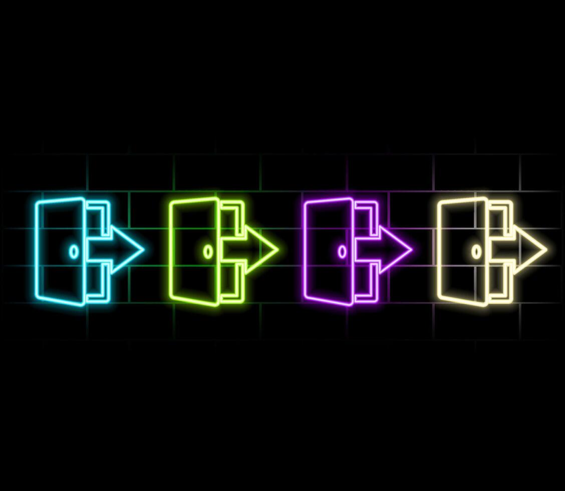 Door, open, icon neon icon. Blue and yellow neon icon. vector