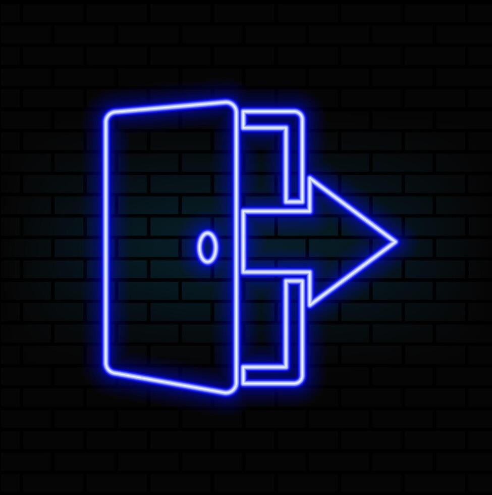 Open door. Interior design. Neon icon. Business concept. Front view. Home office. illustration. vector