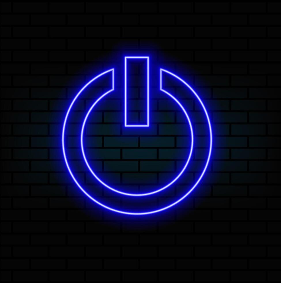 Neon On-off power buttons icon . Neon light power button turning on and off. neon Power Button icon on the black background. vector
