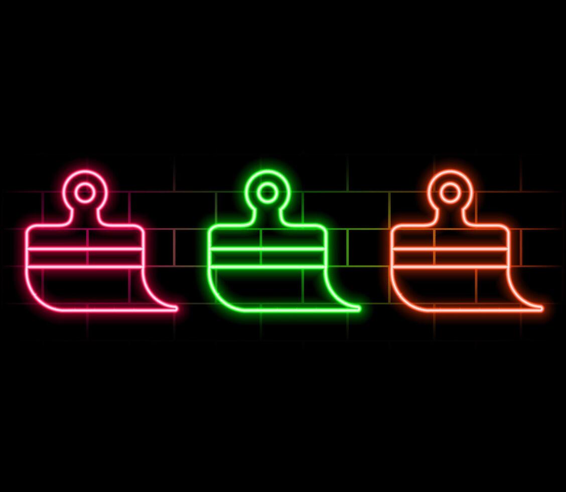 Building Paintbrush neon icon. illustration for design. Repair tool glowing sign. Construction tools concept. vector