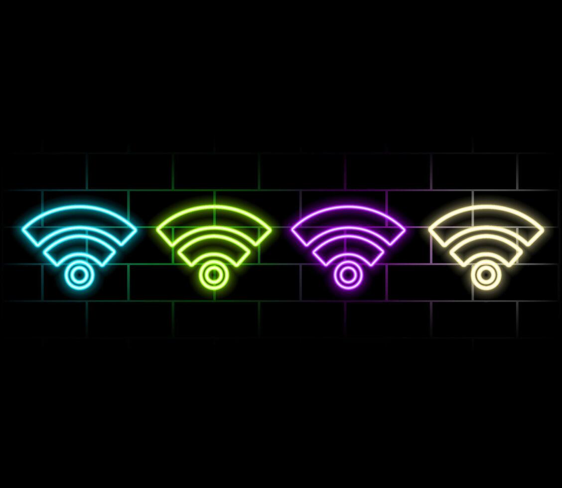 Glowing neon smartphone screen and frame with wifi icon. Neon light outline phone with wi-fi icon. Flash Mobile phone with hotspot sign. . vector