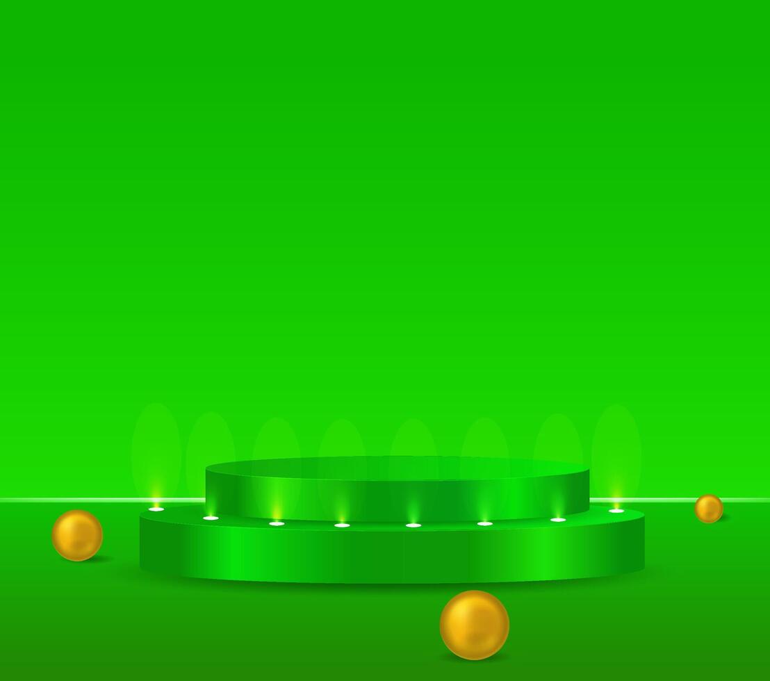 3D circular podium highlighted on light green background, dramatic product display and award ceremony concept, modern exhibition, mockup and presentation design vector