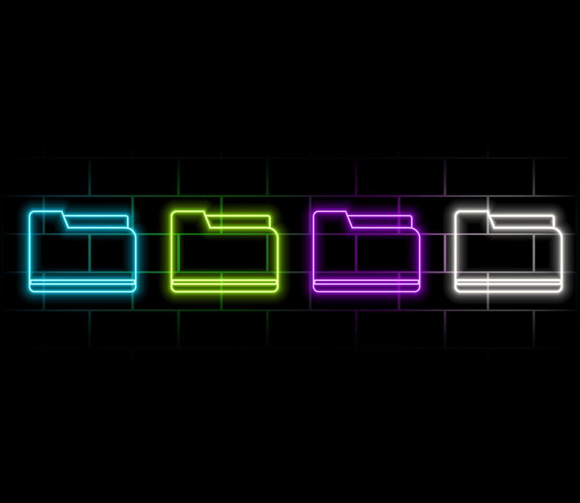 Copy files neon icon. Simple thin line, outline of web, minimalistic icons for UI and UX, website or mobile application isolated on brick wall vector