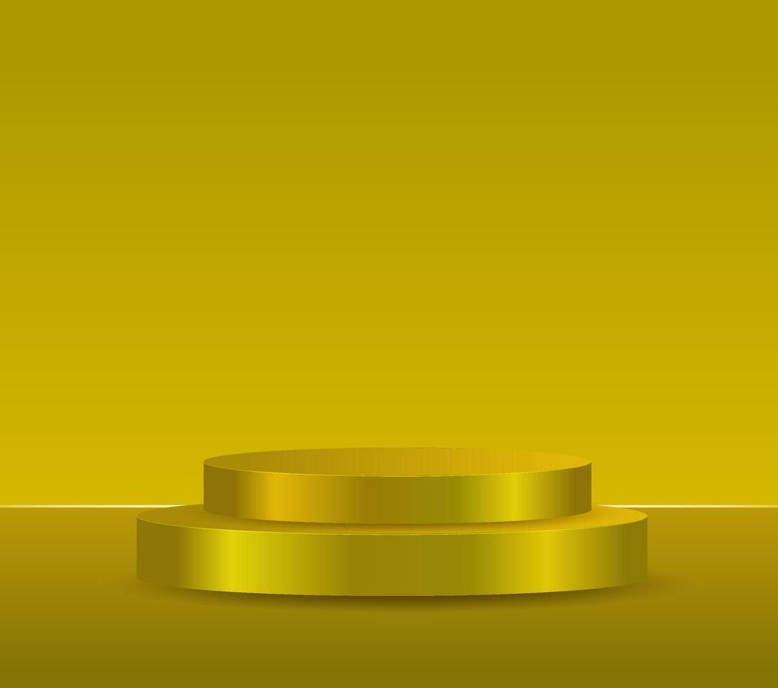 Golden 3D podium. yellow background for luxury product display vector