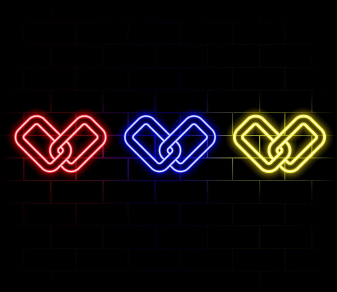 Glowing link line icon, connection and communication, chain symbol, futuristic technology with purple neon glow in the smoke, business background vector