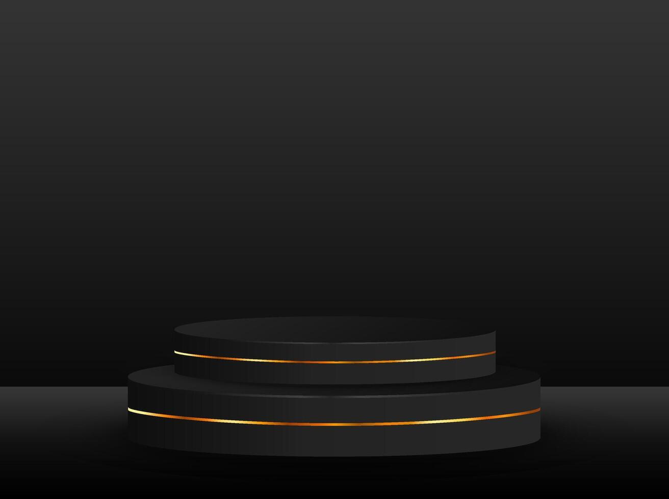 silver luxury 3d pedestal on black background, silver pedestal circular box for cosmetic product display, black podium show for luxury victory position, product placement ellipse pedestal vector