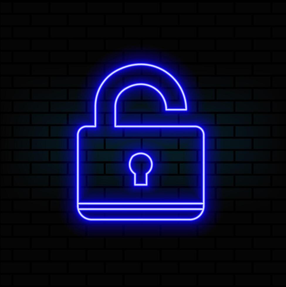 open lock neon icon. Elements of web set. Simple icon for websites, web design, mobile app, info graphics vector