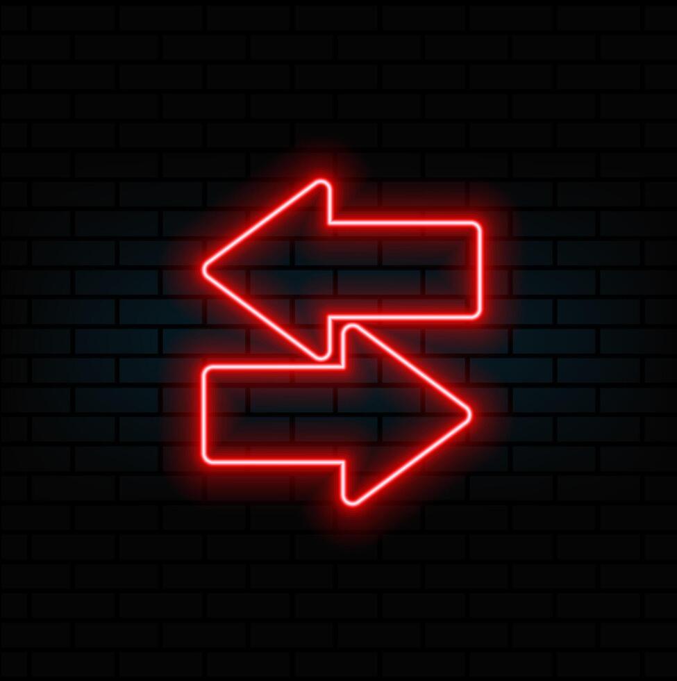 Neon illustration arrow icon on black background. Neon arrow sign icon. red color. vector