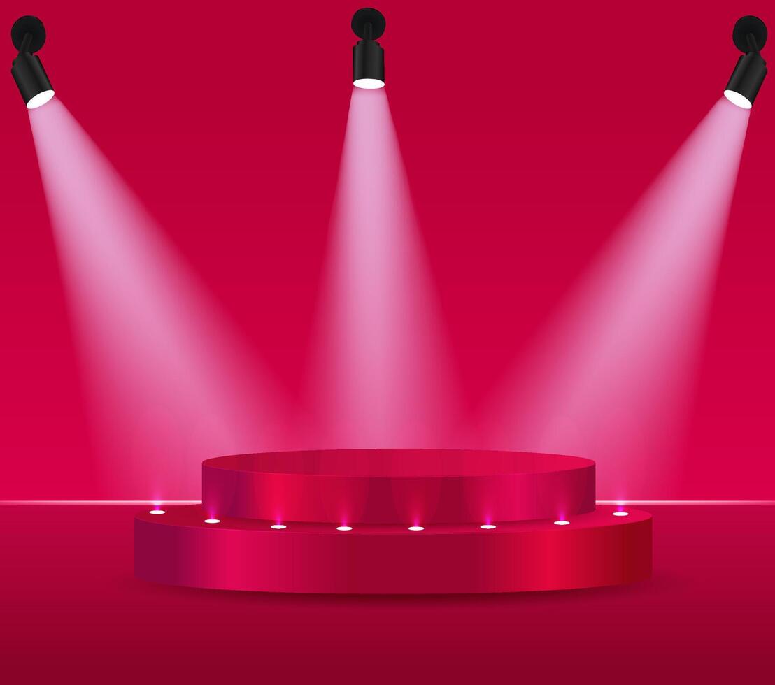 Minimal scene paper cut with pink cylinder podium on pink background. Product presentation, simulation, cosmetic show. illustration vector