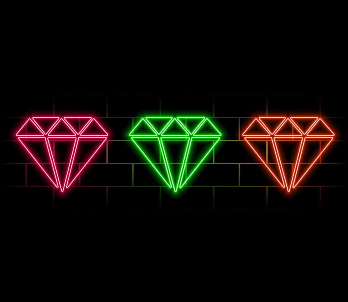 Diamond neon icon. Simple thin line, outline of casino icons for ui and ux, website or mobile application. vector