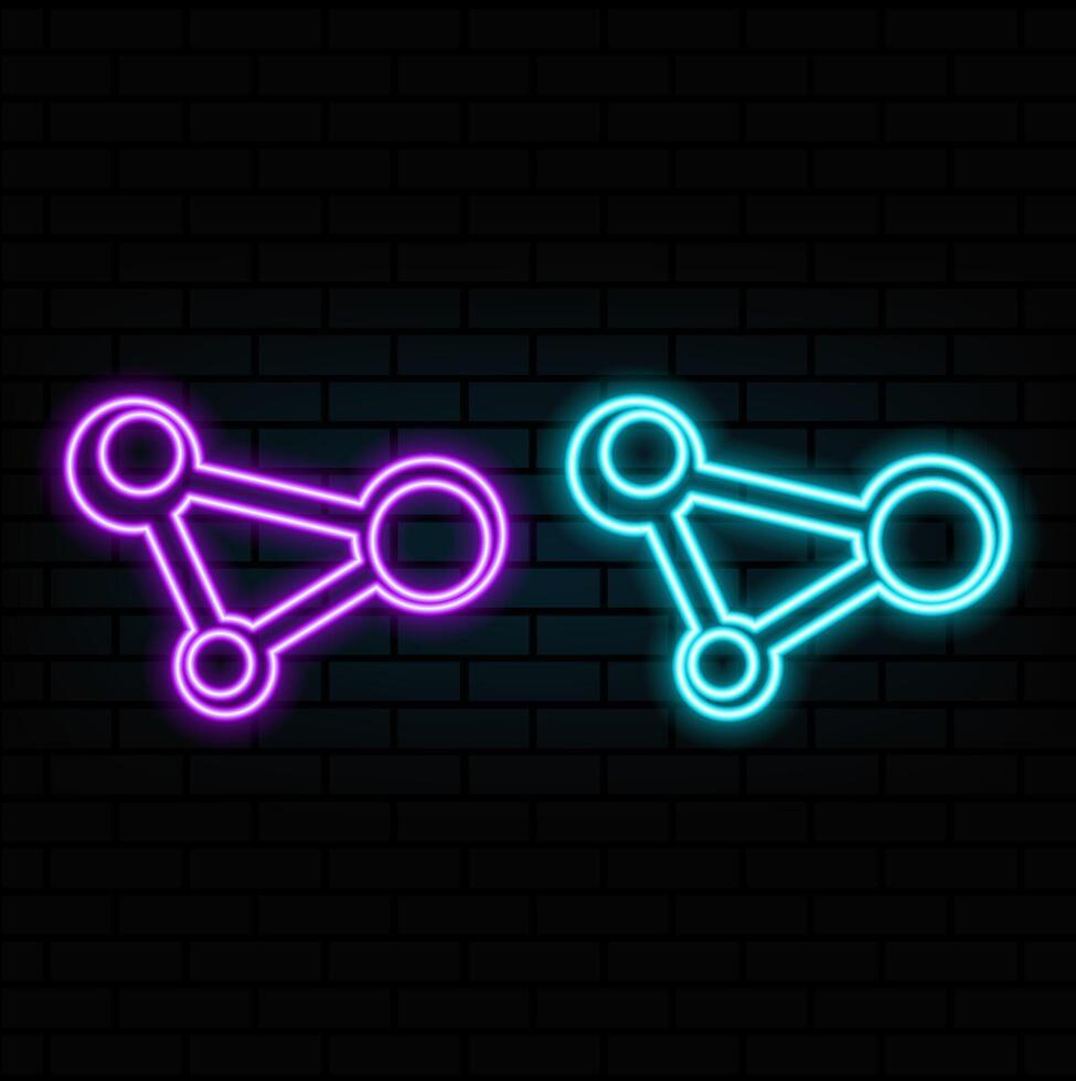 Connection icon . Network connection icon. Network sharing icons, share line icon button. illustration. Neon style. vector