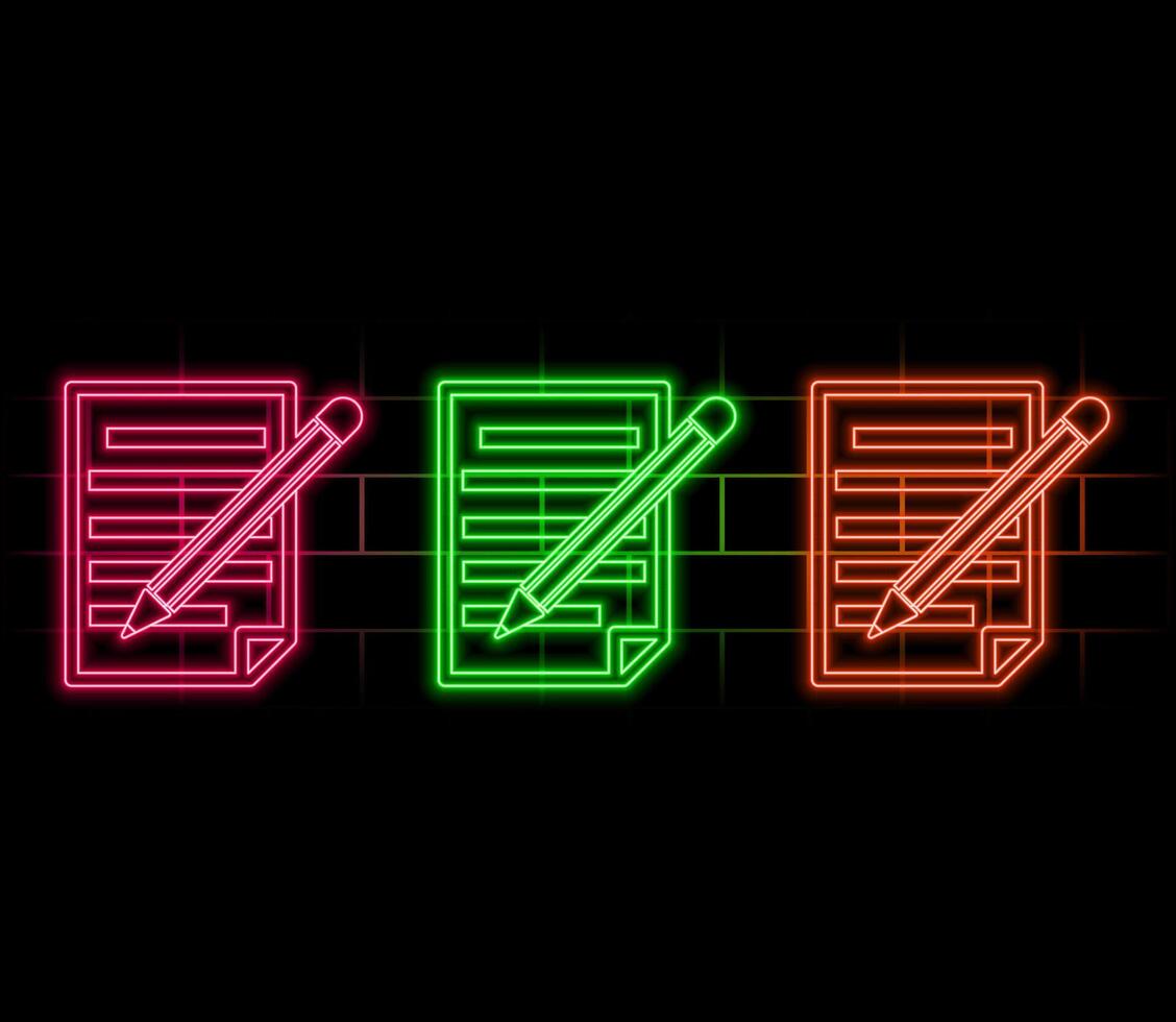 Glowing neon line Clipboard with checklist icon isolated on black background. Control list symbol. Survey poll or questionnaire feedback form. pink color. vector