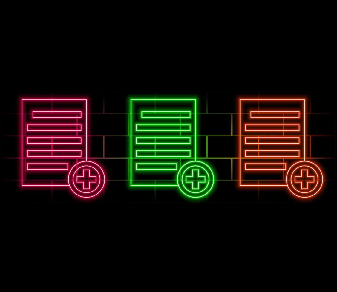 Diagnostics neon icon in line style. Medical record, history and diagnosis, health tests. vector