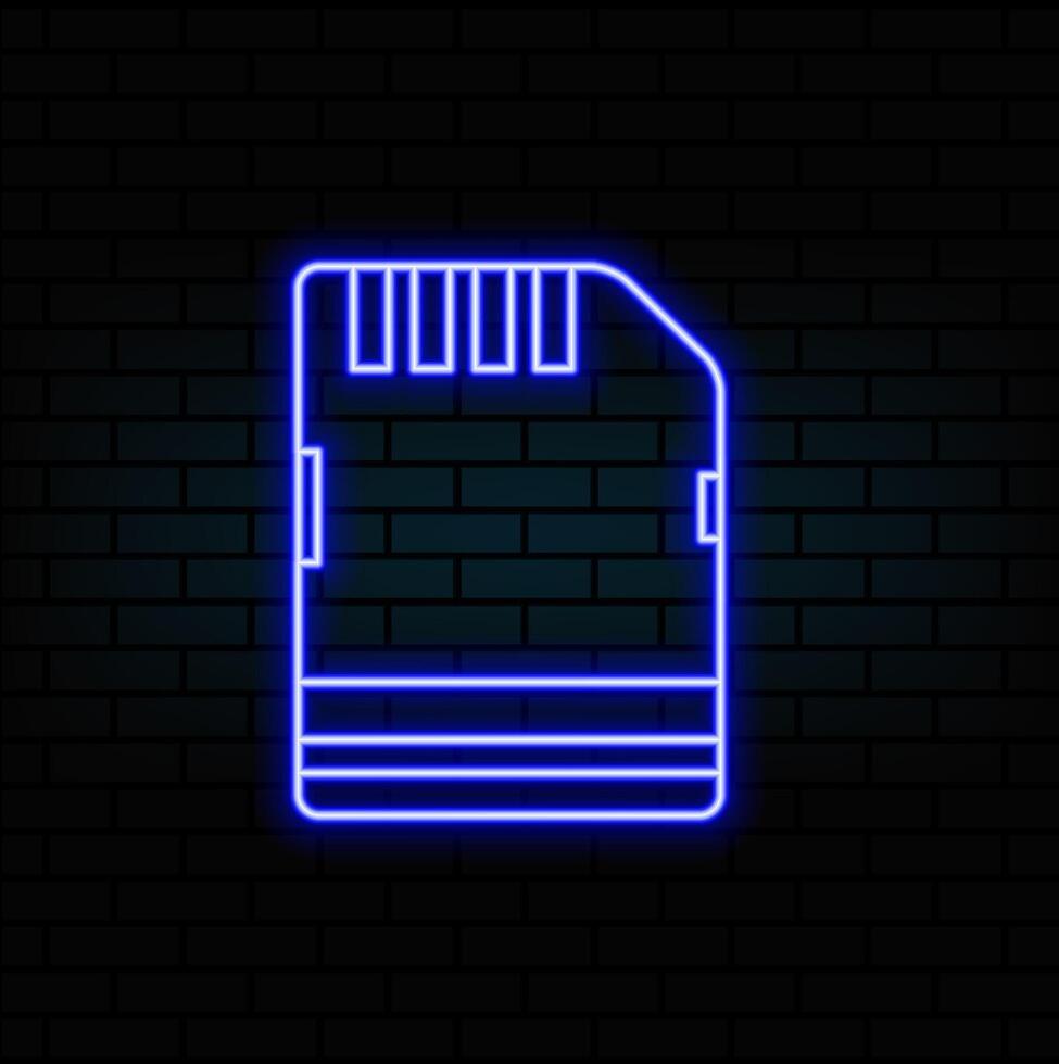 SD Memory Card icon. Elements of Photo in neon style icons. Simple icon for websites, web design, mobile app, info graphics.blue vector