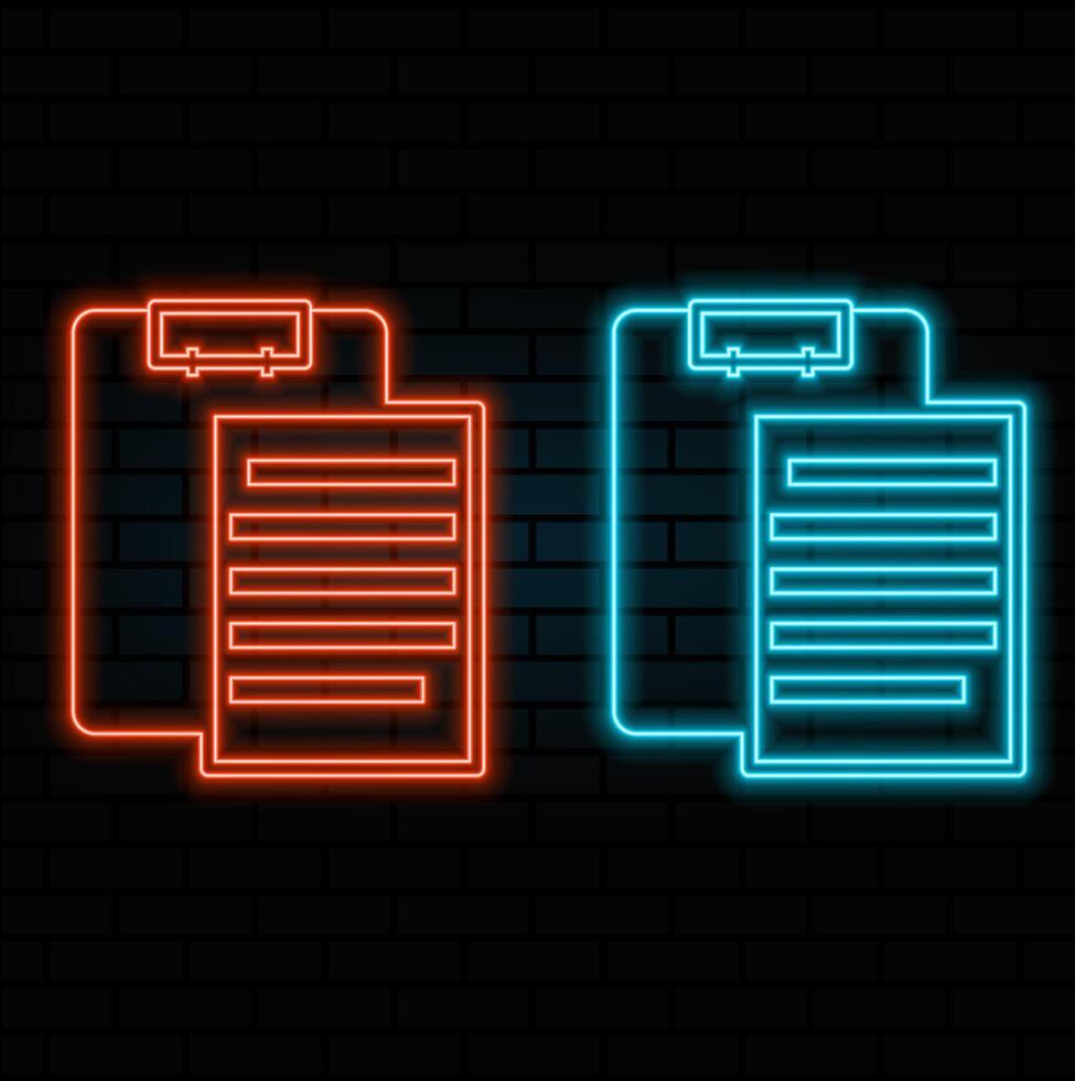Clipboard with selection list simple icon . Project plan. Blue neon style on button. With shadow. blue color. vector