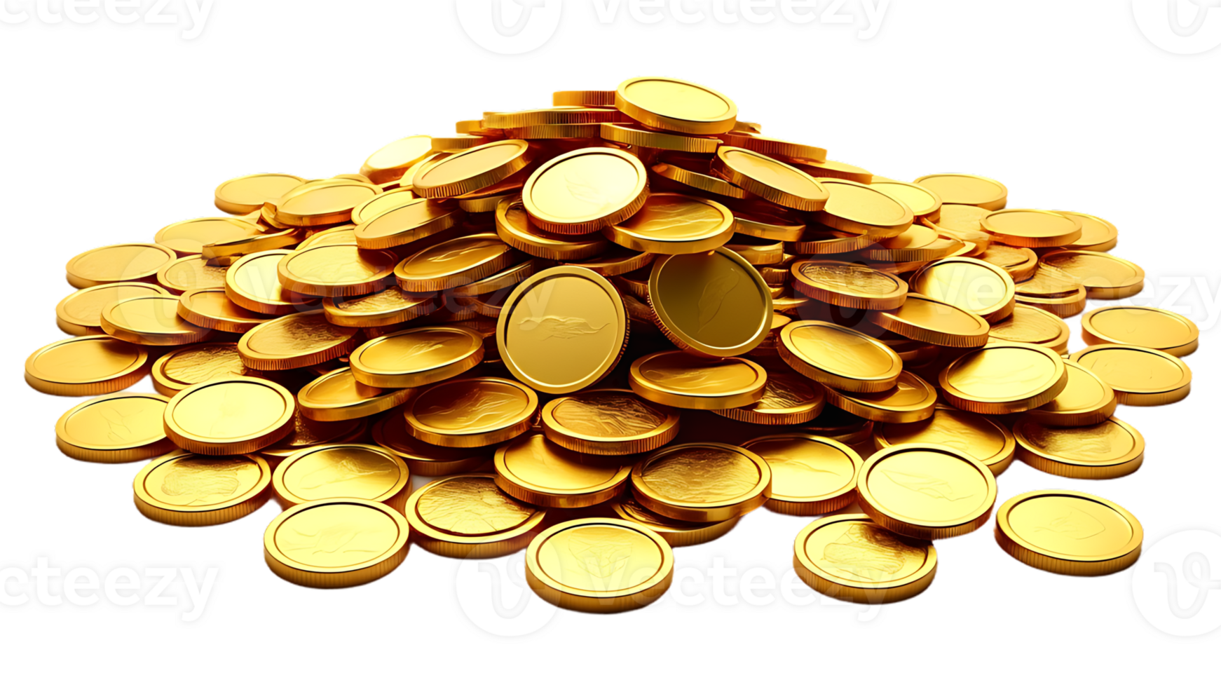 Isolated gold coins arranged in a pile, perfect for enhancing visuals related to wealth and prosperity. png