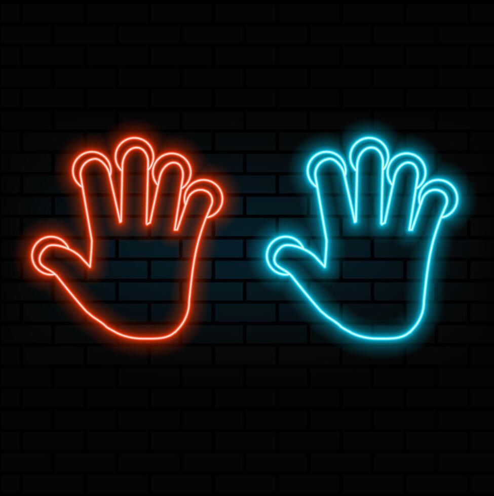 Hand touch click. Glowing neon icon. vector