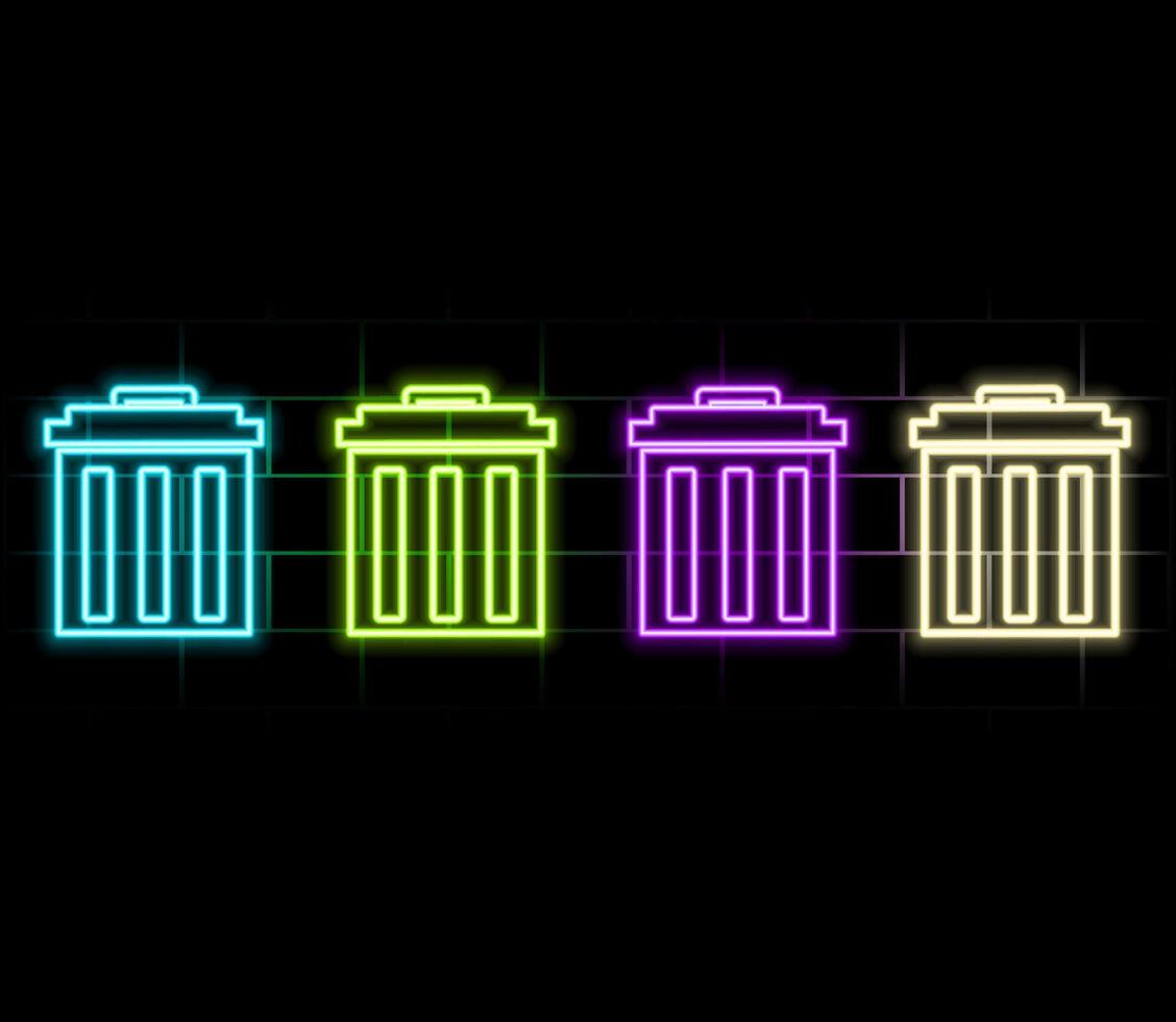 Glowing neon Recycle bin with recycle symbol icon isolated on blue background. Trash can icon. Garbage bin sign. Recycle basket sign. Illustration vector