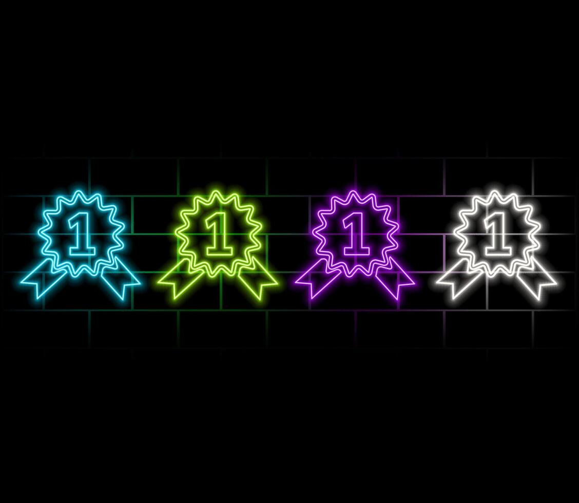 medal award number one neon brick wall vector