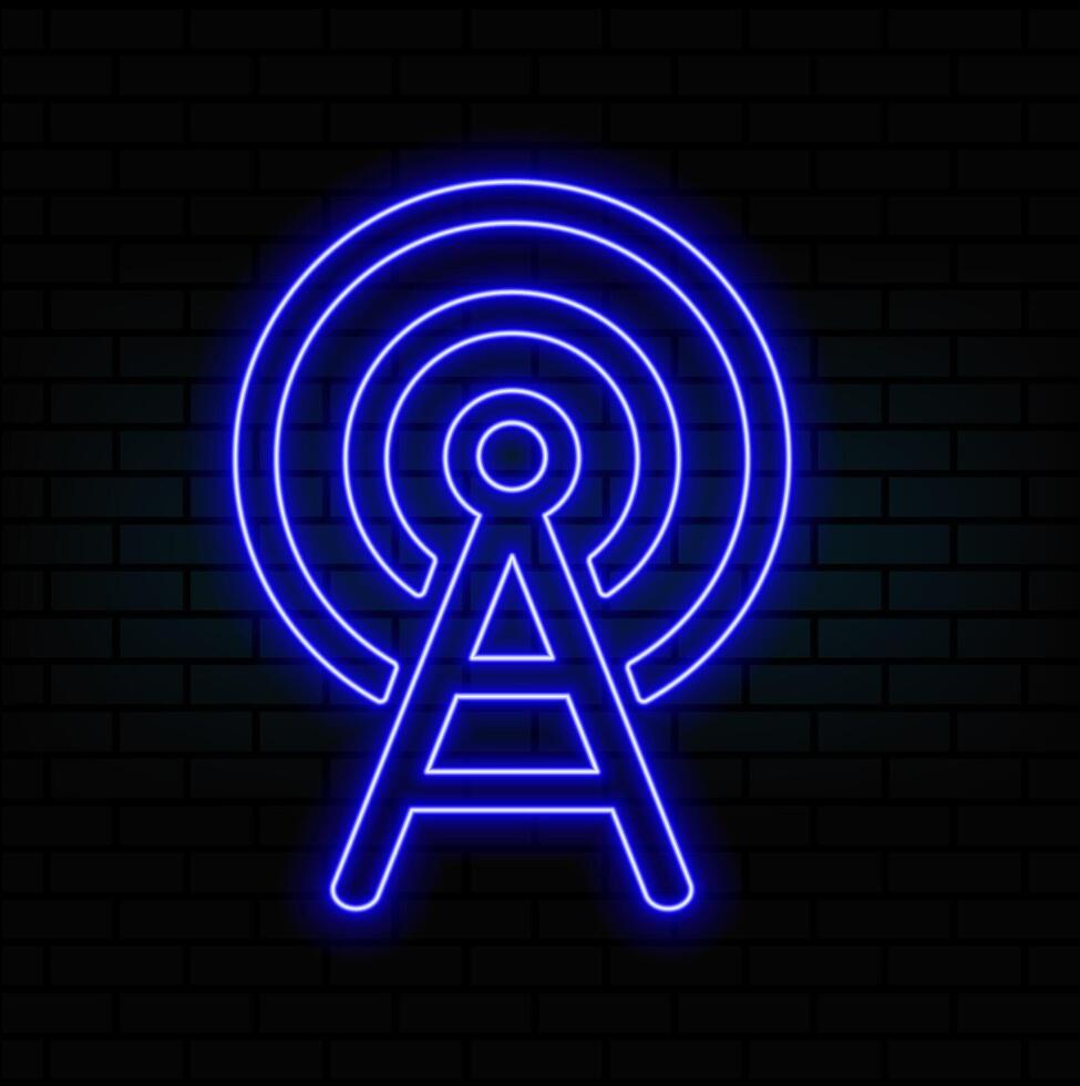 radio tower icon. Elements of Media in neon style icons. Simple icon for websites, web design, mobile app, info graphics isolated on brick wall vector