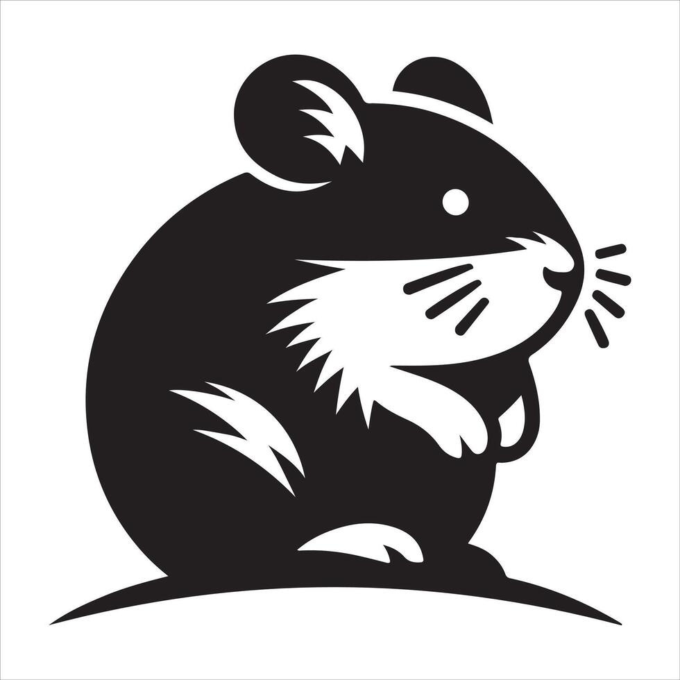 Adorable little hamster Graphic silhouette image set against a white backdrop vector
