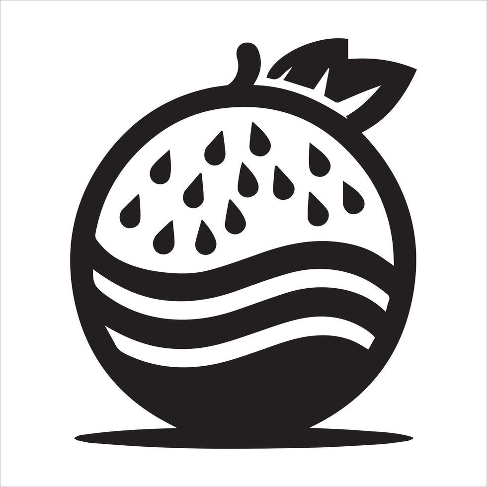 A basic graphic black silhouette of a watermelon with a leaf icon vector