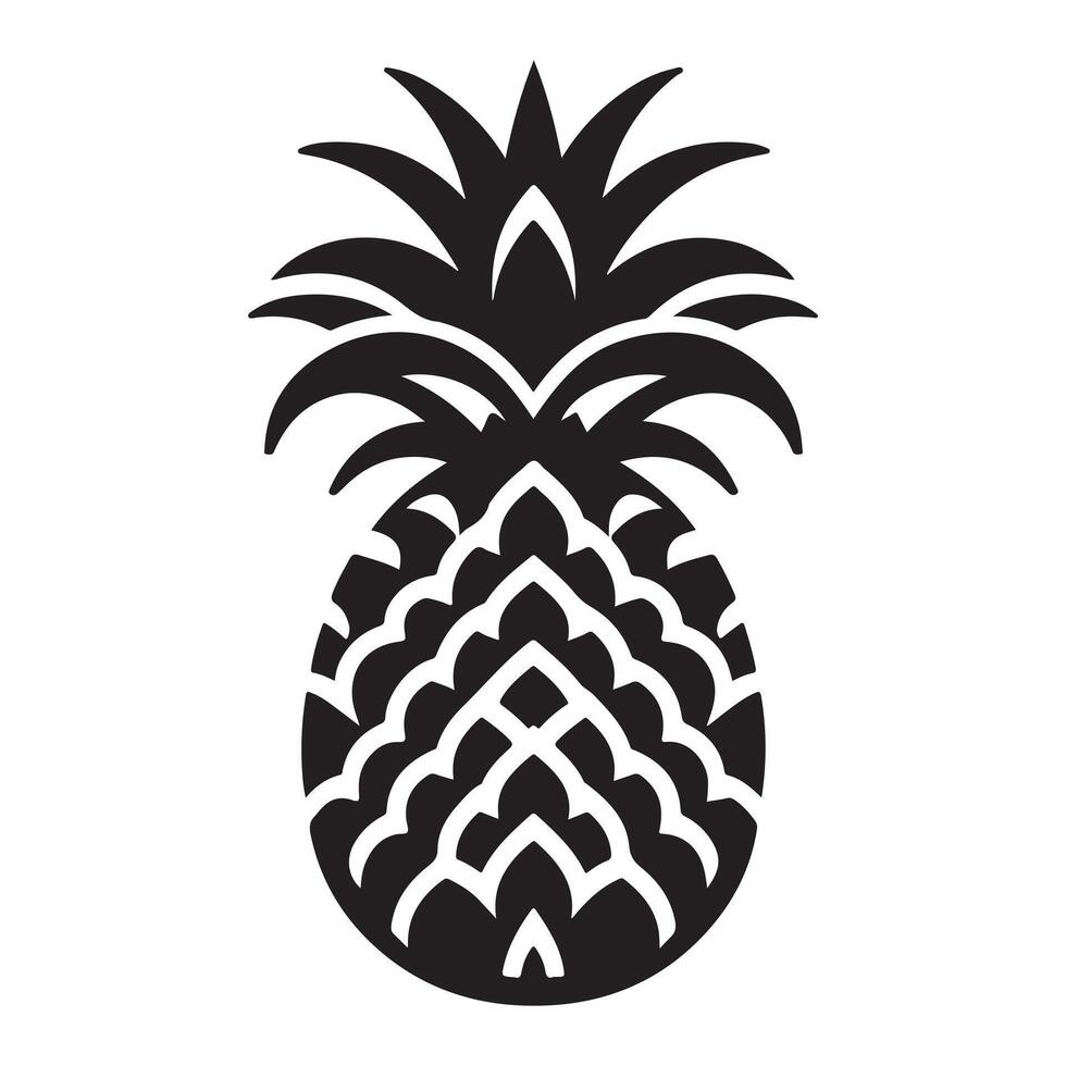 Graphic image of a pineapple with a minimalist and flat logo vector