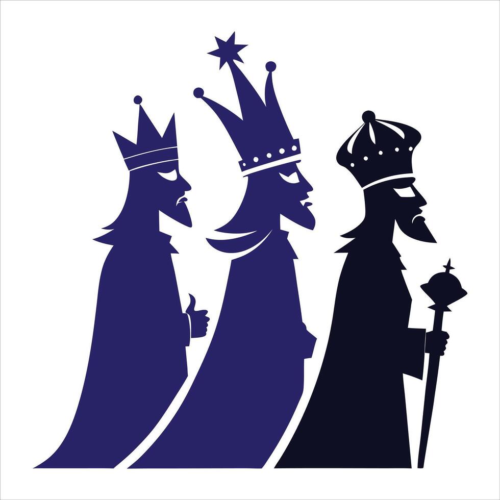 Graphic image of the Three Kings Day enlightenment in linocut vector
