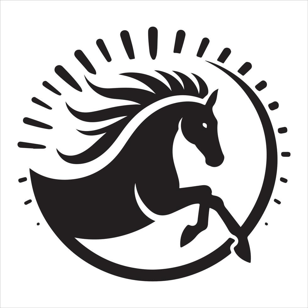An illustration of a horse in black and white vector