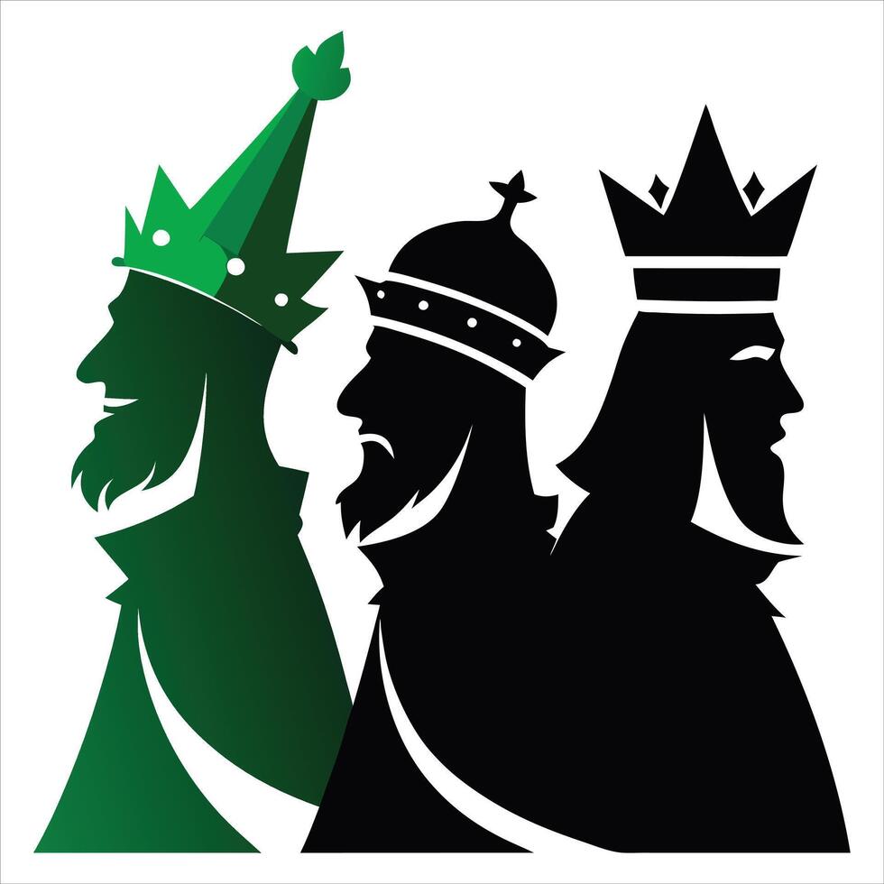 A graphic drawing of the silhouette of Reyes Magos vector