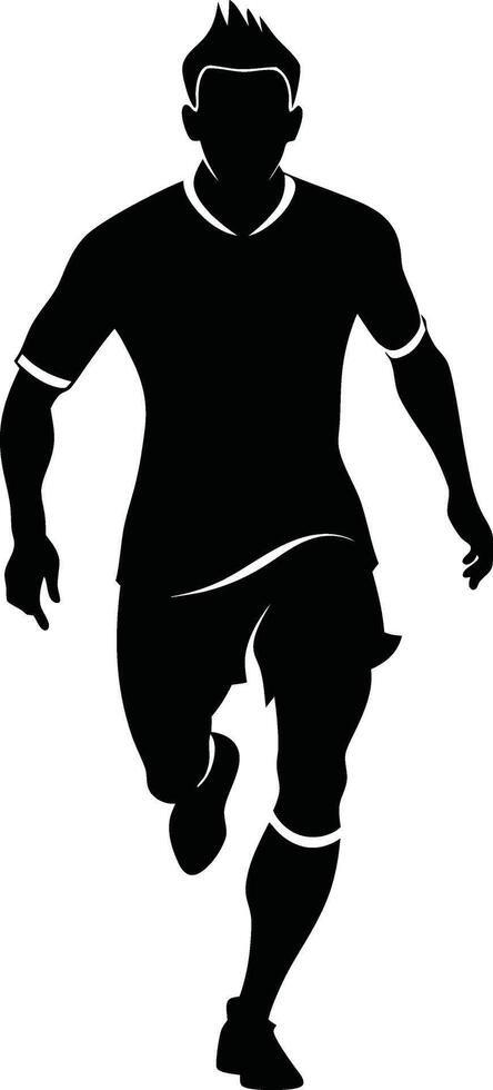 Black silhouette man soccer player running vector