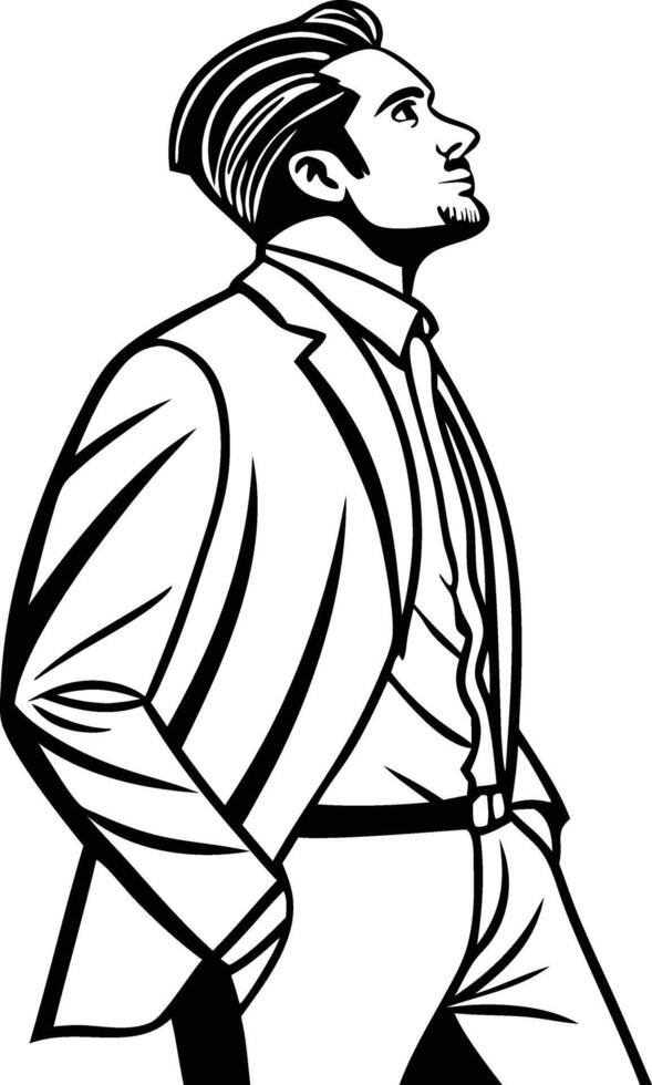 Retro style confident man in suit illustration vector