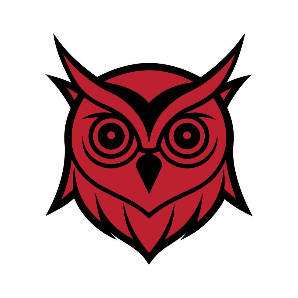 Red and black logo of an owl face. vector