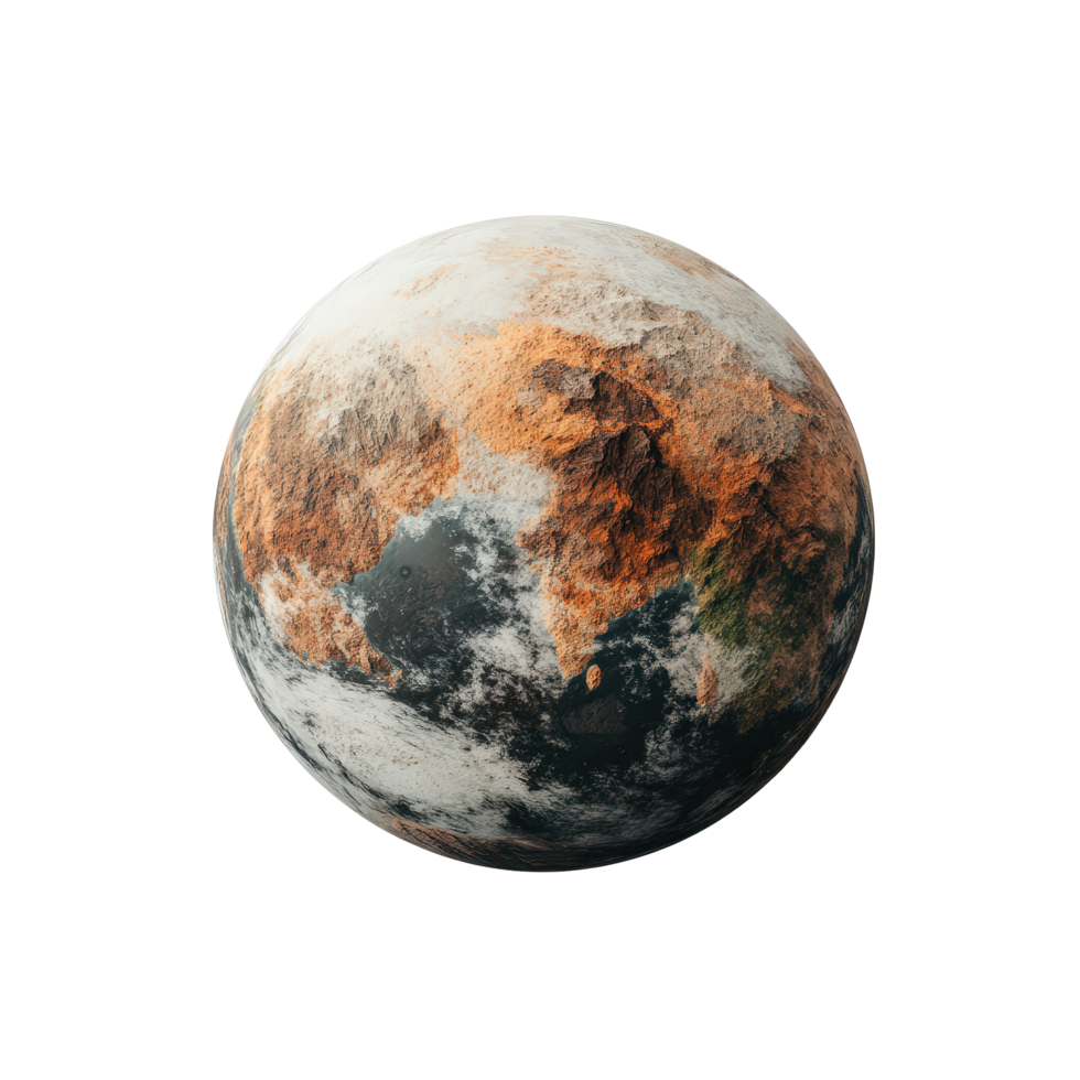 Planet Earth with Rocky Terrain and Cloud Patterns png