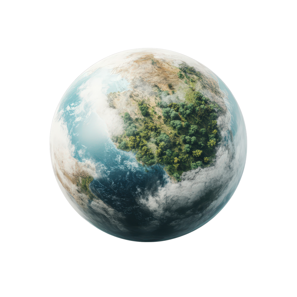 Stunning Overview of Earth with Lush Greenery and Water png