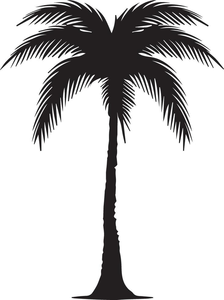 Icon of Palm Tree in Black Silhouette Style vector
