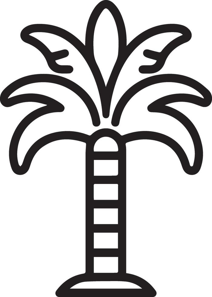 Black Outline Palm Tree Icon for Tropical Designs vector