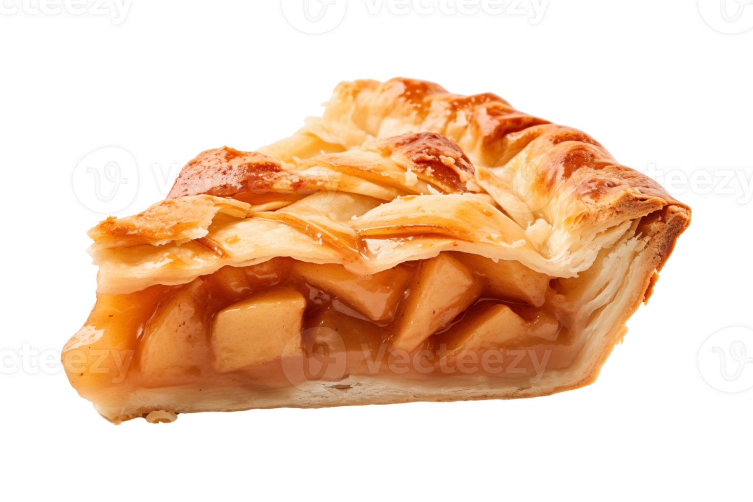 Slice of a delicious apple pie isolated on transparent background png