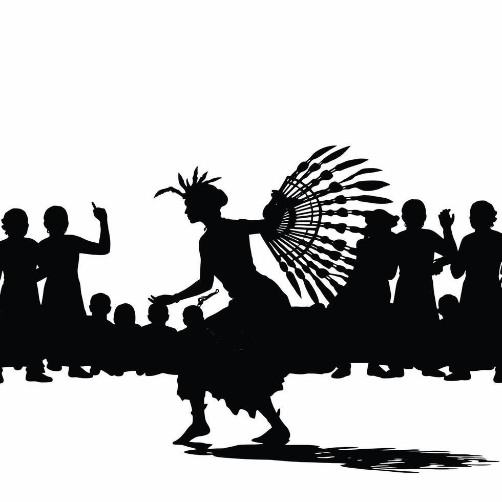 A silhouette of a dancer with a feather in her hand vector