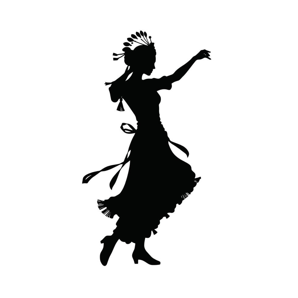 A silhouette of a woman in a traditional dress vector