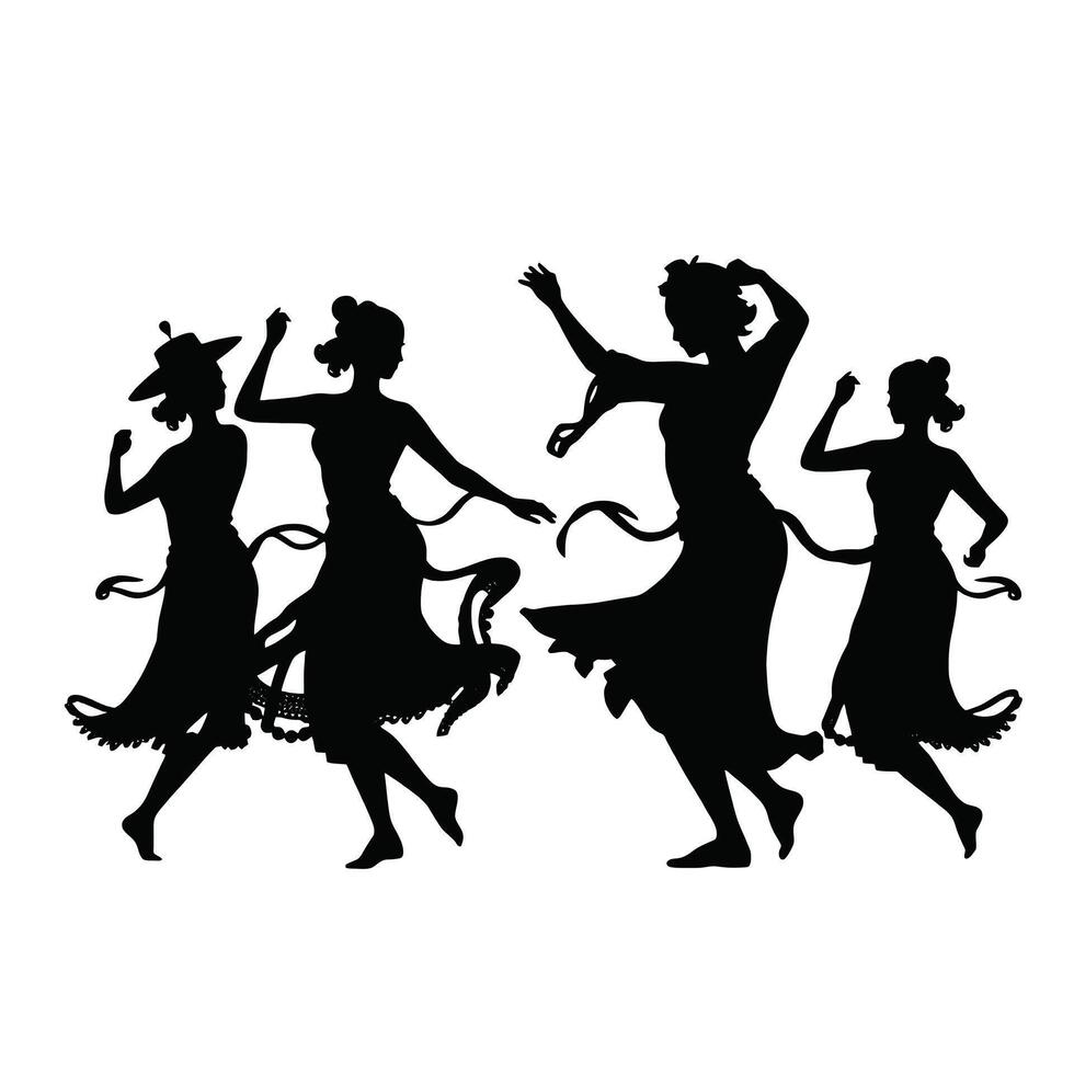 Silhouettes of women dancing in the air vector
