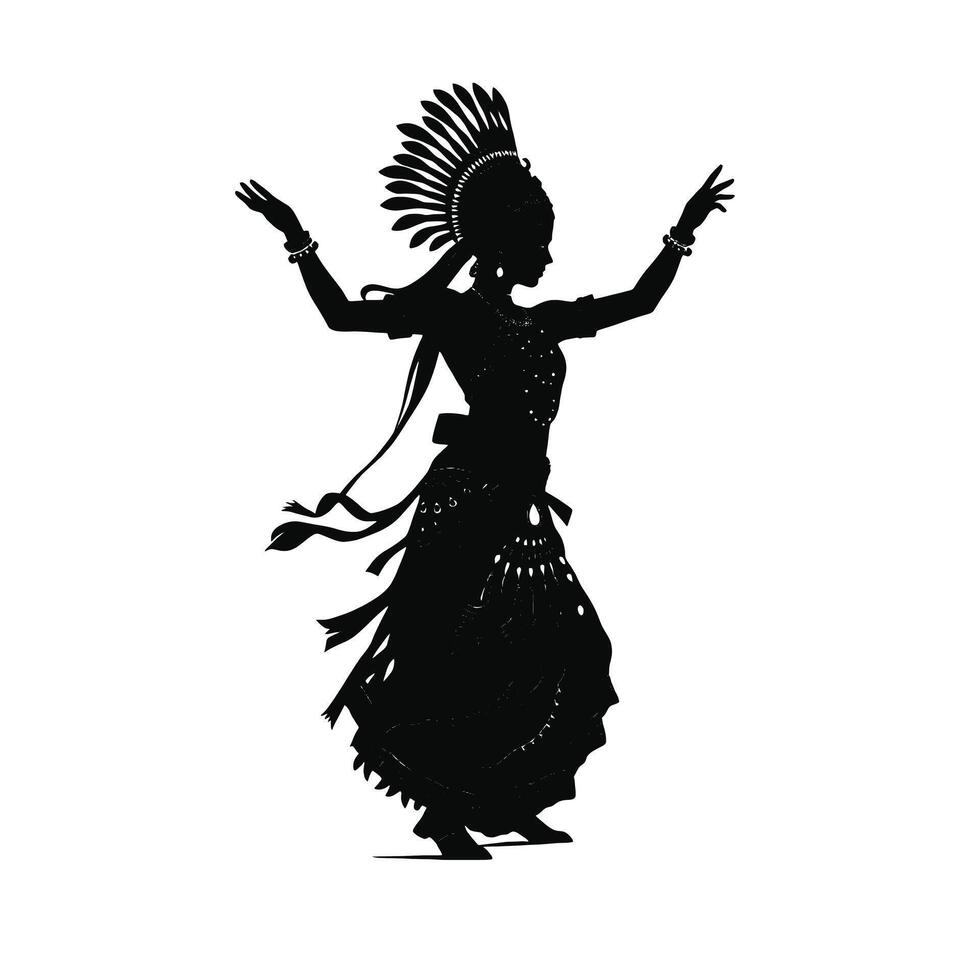 Indian dancer silhouette illustration vector
